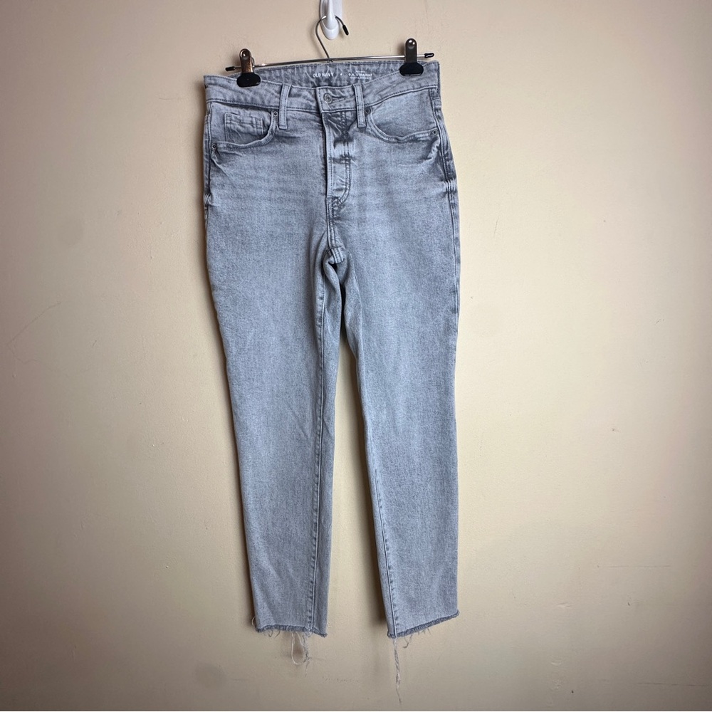 Old Navy OG Straight High Rise Button Fly Gray Denim Jeans Women’s Size 4 - Picture 15 of 15